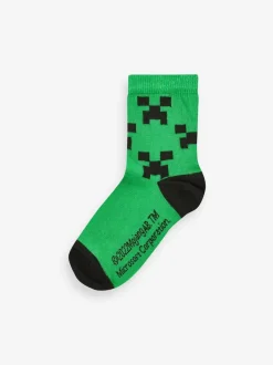 Next Character Cotton Rich Socks 5 Pack Minecraft Creeper Hot