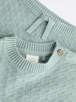 Next Baby Textured Knitted 100% Cotton Jumper and Leggings Set (0mths-3yrs) Mineral Online