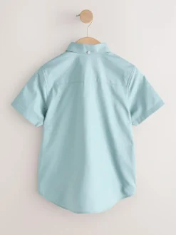 Next Mineral Green Logo Short Sleeve Cotton Rich Oxford Shirt (3-16yrs) Discount