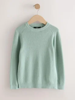 Next Mineral Green Without Stag Cotton Crew Neck Knitted Jumper (3-16yrs) Hot