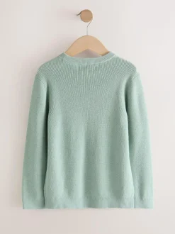 Next Mineral Green Without Stag Cotton Crew Neck Knitted Jumper (3-16yrs) Hot