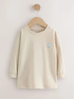 Next Long Sleeve Graphic Print T-Shirts 4 Pack (3mths-7yrs) Minerals Food Character Embroidery New