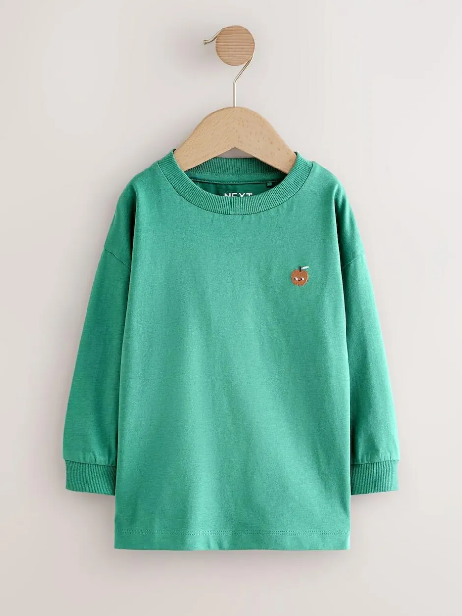 Next Long Sleeve Graphic Print T-Shirts 4 Pack (3mths-7yrs) Minerals Food Character Embroidery New