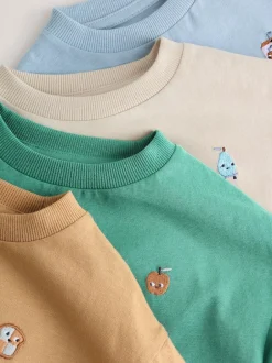 Next Long Sleeve Graphic Print T-Shirts 4 Pack (3mths-7yrs) Minerals Food Character Embroidery New