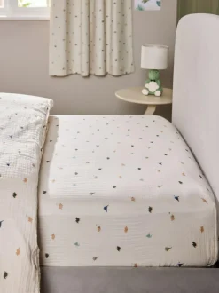 Next Mini Dino 100% Cotton Muslin Fitted Sheet Online