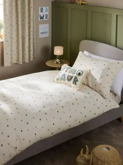 Next Crinkle Muslin 100% Cotton Duvet Cover and Pillowcase Set Mini Dino Discount
