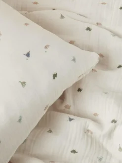 Next Crinkle Muslin 100% Cotton Duvet Cover and Pillowcase Set Mini Dino Discount