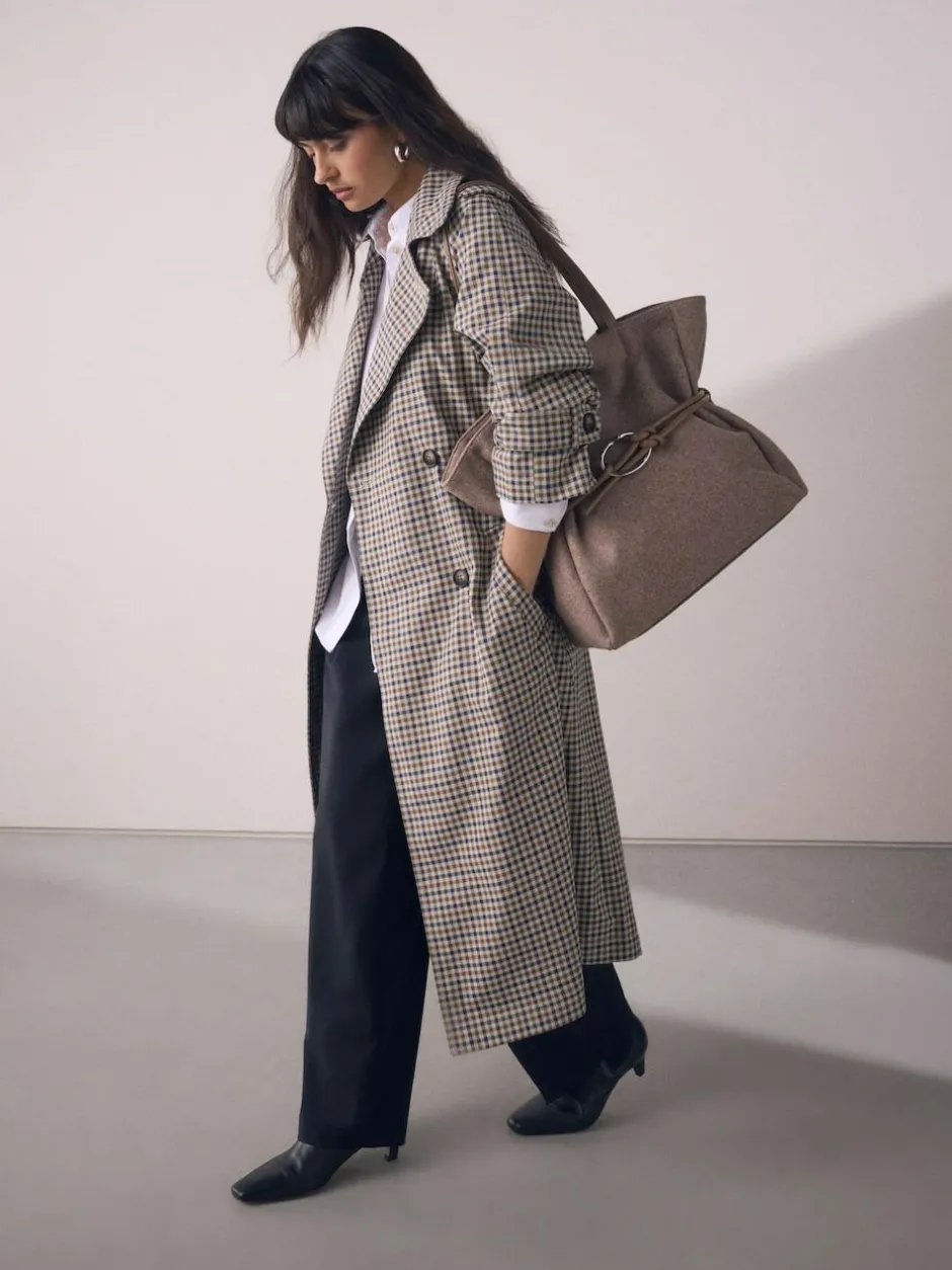 Next Mink Brown Felt Belted Shoulder Bag