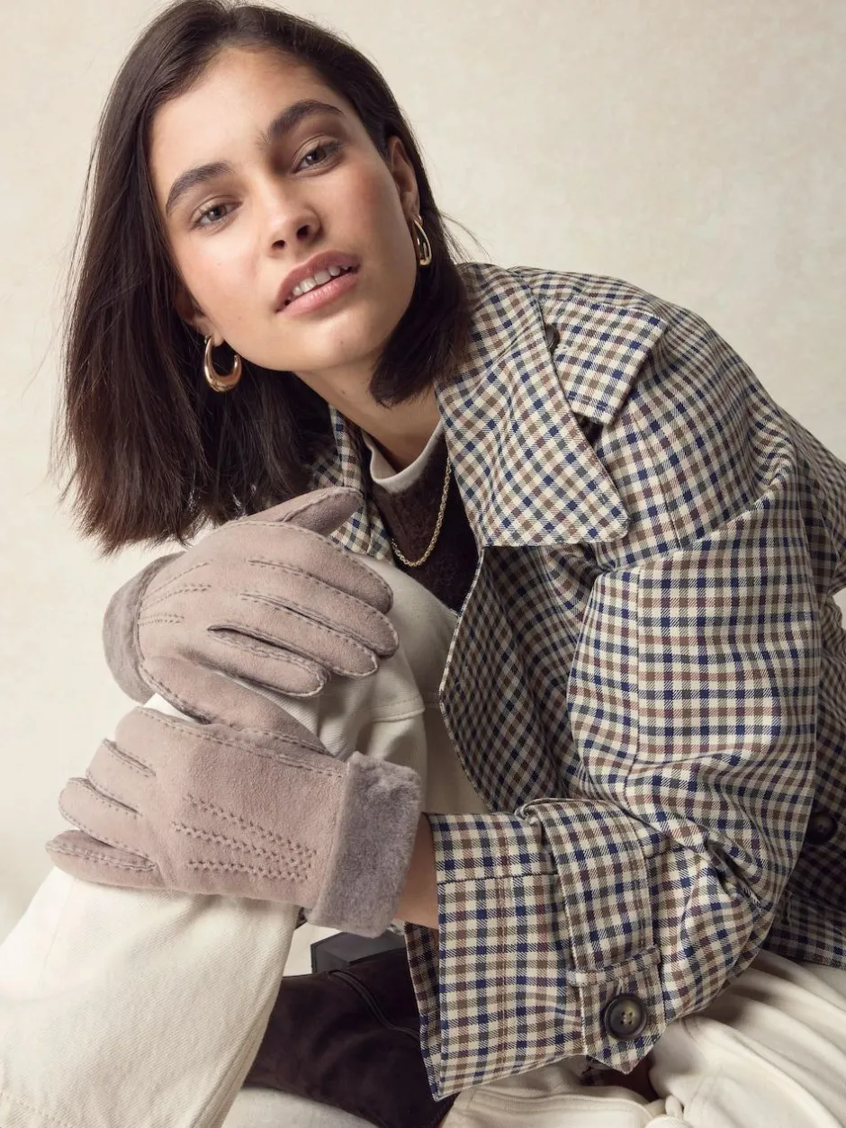 Next N. Premium Leather Sheepskin Gloves Mink Brown