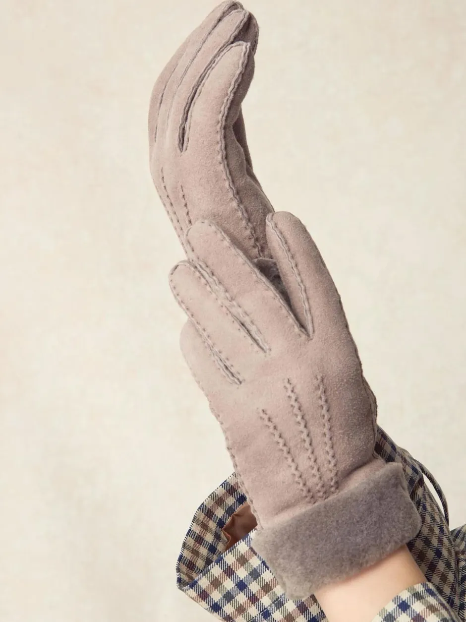 Next N. Premium Leather Sheepskin Gloves Mink Brown