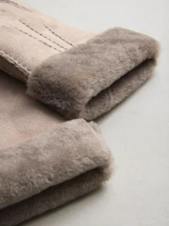 Next N. Premium Leather Sheepskin Gloves Mink Brown