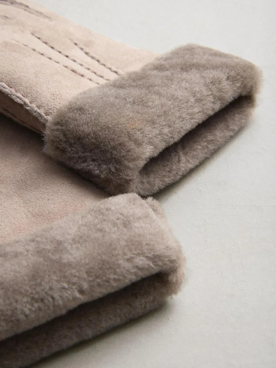 Next N. Premium Leather Sheepskin Gloves Mink Brown