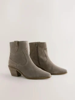 Next Standard/Wide Fit Cowboy Block Heel Ankle Boots Mink Brown Online