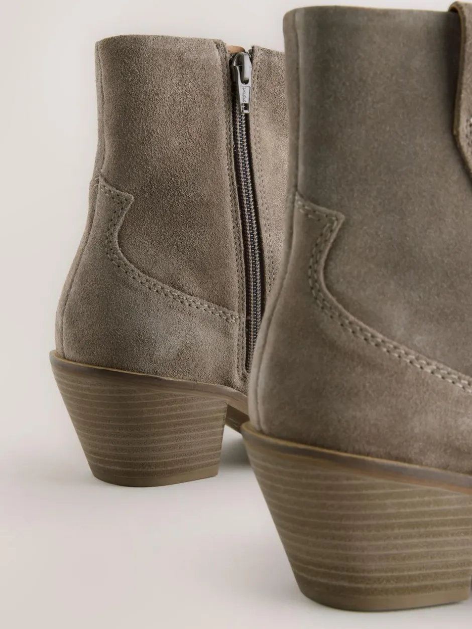 Next Standard/Wide Fit Cowboy Block Heel Ankle Boots Mink Brown Online