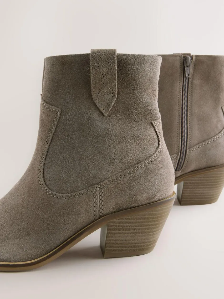 Next Standard/Wide Fit Cowboy Block Heel Ankle Boots Mink Brown Online