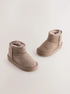 Next Wide Fit (G) Suede Pull On Boots Mink Brown Water Repellent Sale