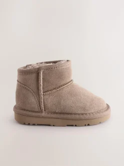 Next Wide Fit (G) Suede Pull On Boots Mink Brown Water Repellent Sale