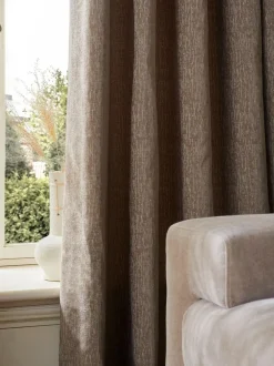 Next Mink Natural Heavyweight Chenille Eyelet Lined Curtains Clearance