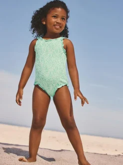 Next Lettuce Edge Swimsuit (3mths-7yrs) Mint Green Floral Texture
