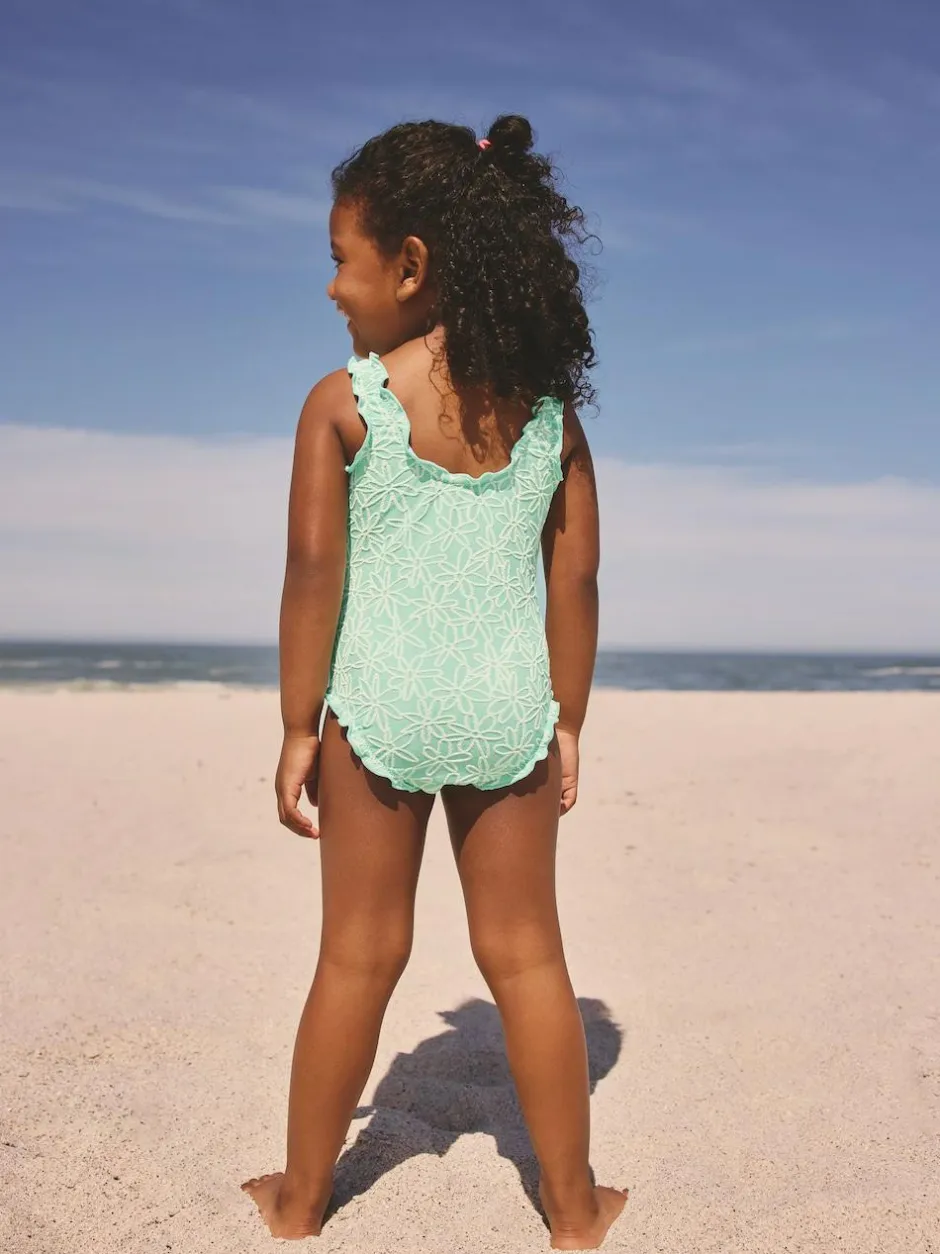 Next Lettuce Edge Swimsuit (3mths-7yrs) Mint Green Floral Texture