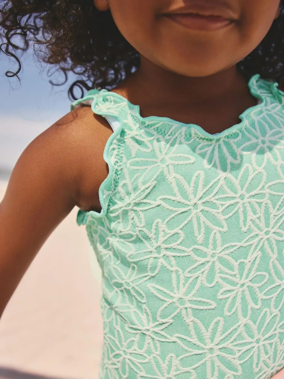 Next Lettuce Edge Swimsuit (3mths-7yrs) Mint Green Floral Texture