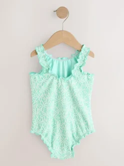 Next Lettuce Edge Swimsuit (3mths-7yrs) Mint Green Floral Texture