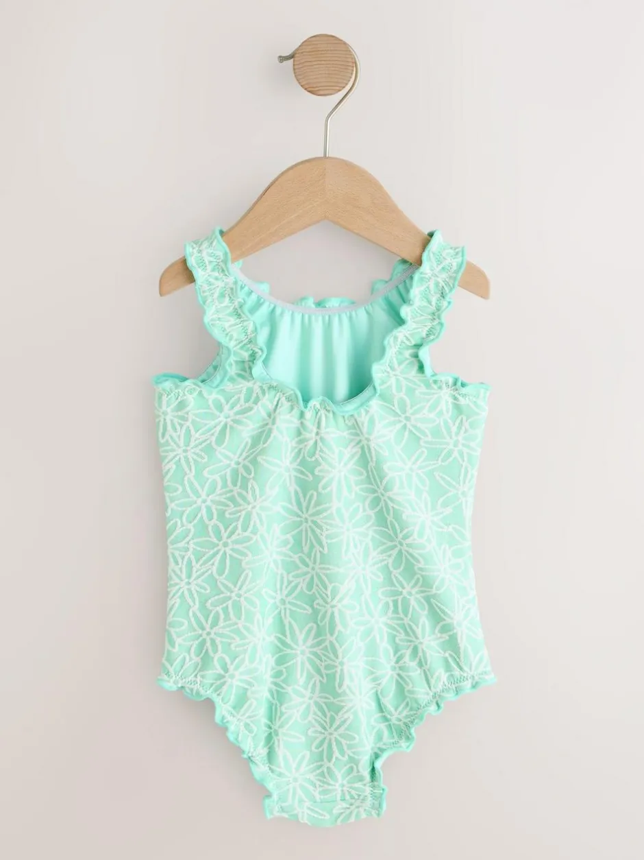 Next Lettuce Edge Swimsuit (3mths-7yrs) Mint Green Floral Texture