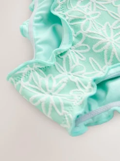 Next Lettuce Edge Swimsuit (3mths-7yrs) Mint Green Floral Texture