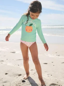Next Long Sleeve Sunsafe Swim Set (3mths-7yrs) Mint Green Gingham Fruit New