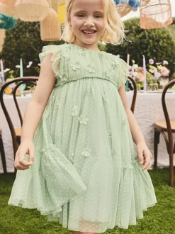 Next Mesh Flower Girl Dress (3-16yrs) Mint Green