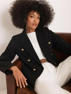 Mint Velvet Black Double Breasted Blazer New