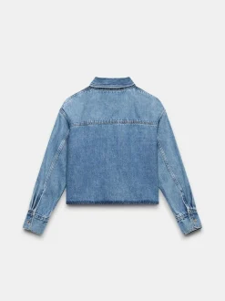 Mint Velvet Blue 100% Cotton Cropped Denim Shirt Hot