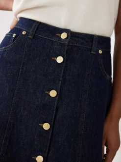 Mint Velvet Blue Denim Midi Skirt Outlet