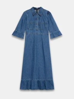 Mint Velvet Blue Indigo Denim Midi Shirt Dress Online