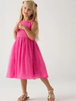 Miss Pink Jacquard Bows Jacket and Sequin Dress Set Hot