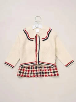Miss True Knit White Cardigan with Check Skirt Outlet
