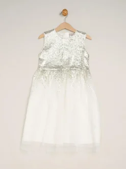 Miss Waterfall Sequin Dress and Faux Fur Bolero Set White Online