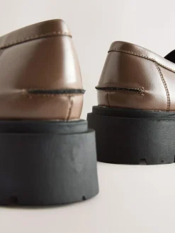 Next Forever Comfort Chunky Platform Tassel Loafers Mocha Brown Discount