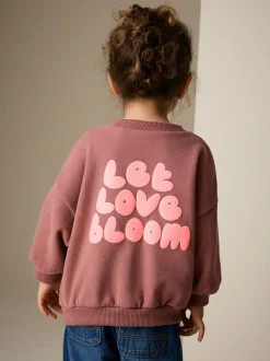 Next Crew Neck Sweatshirt (3mths-7yrs) Mocha Brown Let Love Bloom Outlet