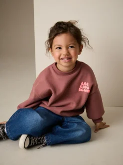 Next Crew Neck Sweatshirt (3mths-7yrs) Mocha Brown Let Love Bloom Outlet