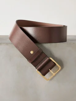 Next N. Premium Made In Italy Wide Leather Belt Mocha Brown New