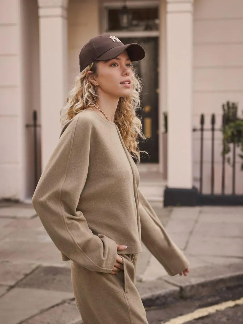 Next Mocha Brown Soft Brushed Finish Slouch Neck Longsleeve Sweatshirt Hot