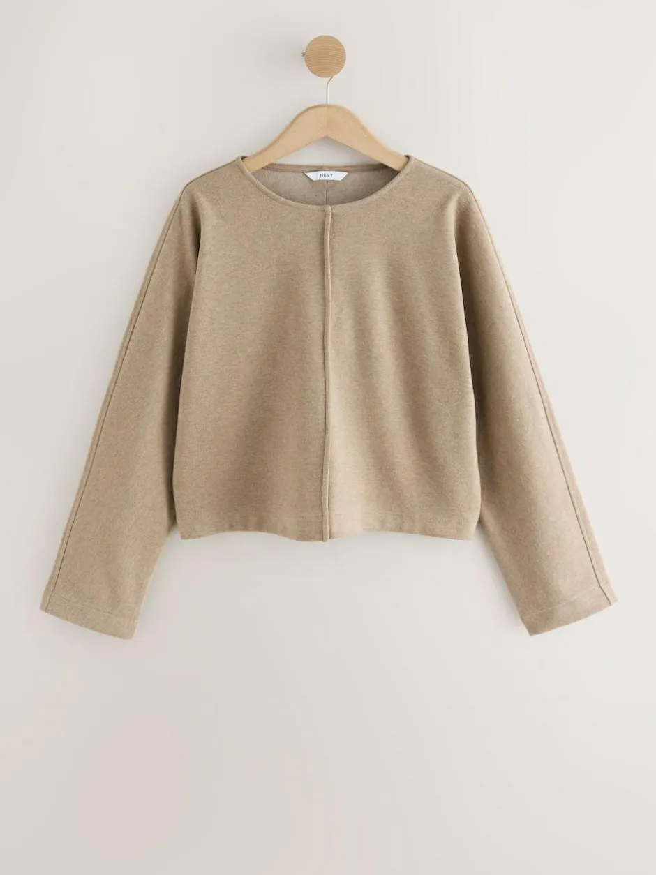 Next Mocha Brown Soft Brushed Finish Slouch Neck Longsleeve Sweatshirt Hot