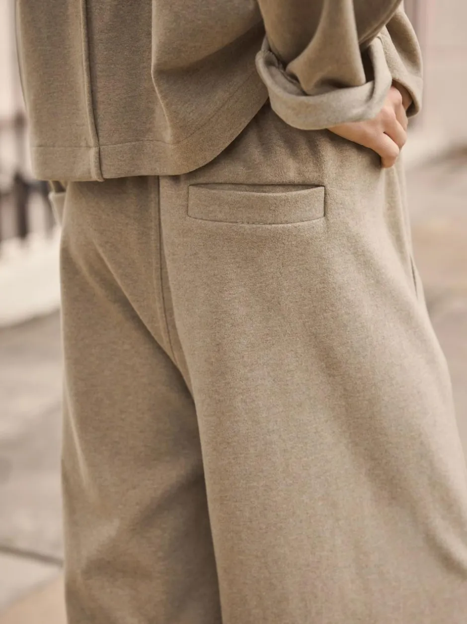 Next Mocha Brown Soft Brushed Finish Barrel Leg Trousers