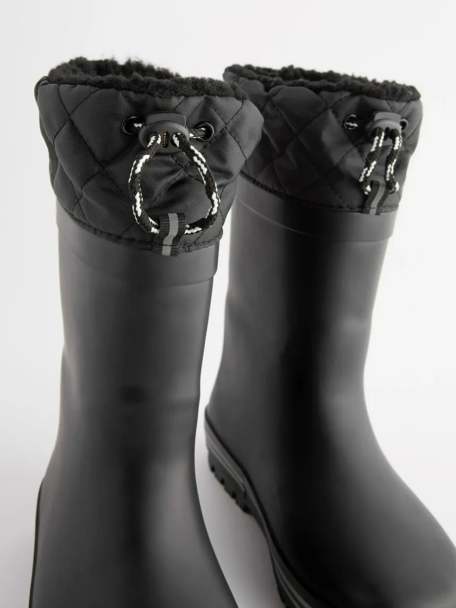Next Warm Lined Cuff Wellies Mono Black Clearance