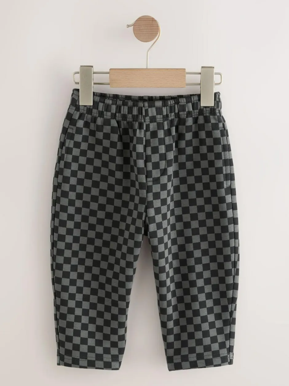 Next Mono Checkerboard Single Wide Leg Jersey Joggers (3mths-7yrs) Outlet