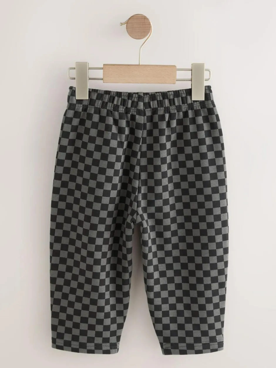 Next Mono Checkerboard Single Wide Leg Jersey Joggers (3mths-7yrs) Outlet
