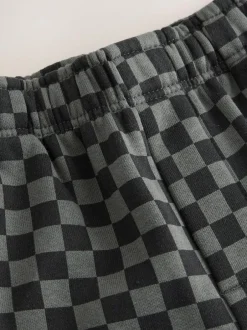 Next Mono Checkerboard Single Wide Leg Jersey Joggers (3mths-7yrs) Outlet
