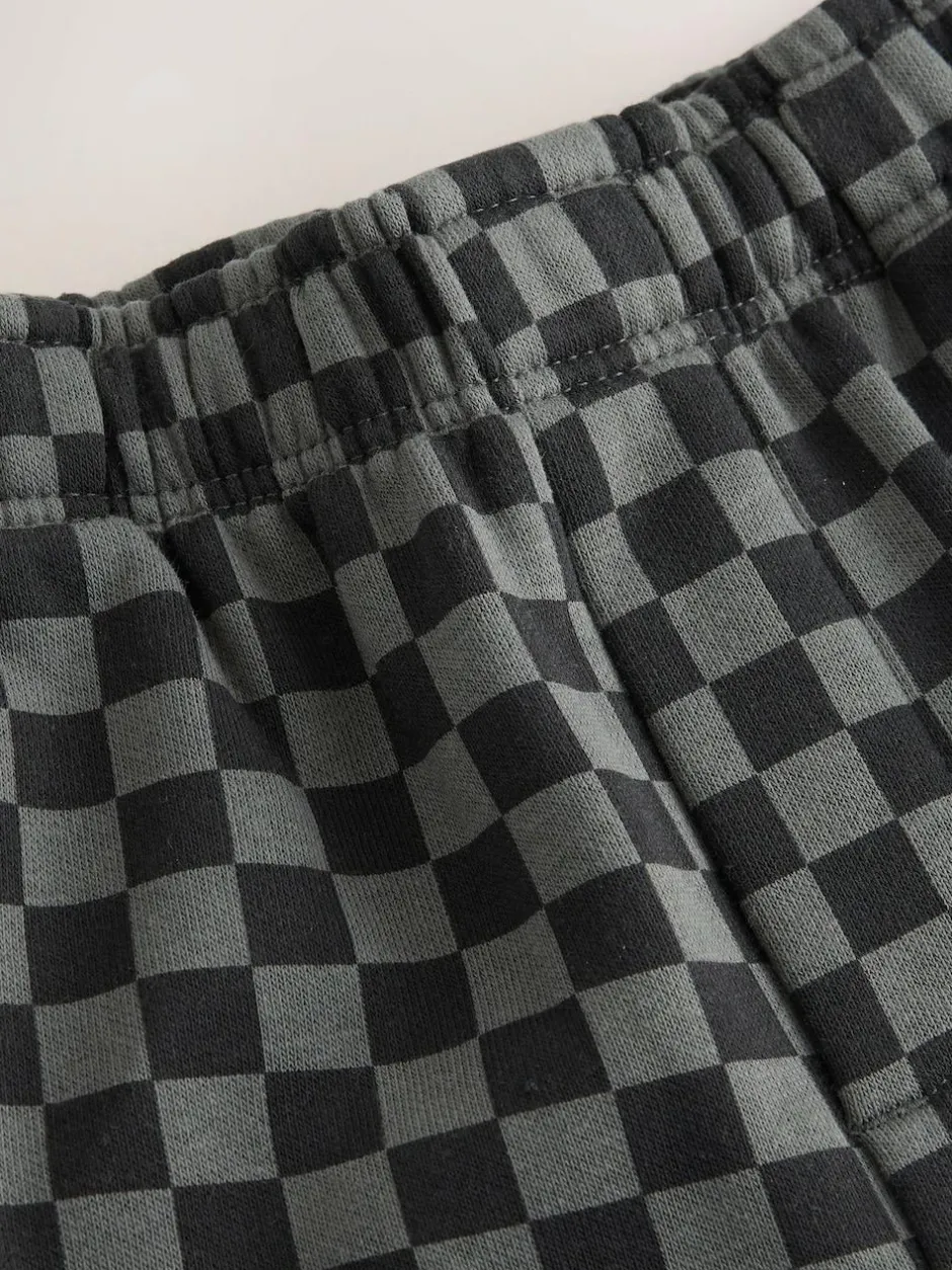 Next Mono Checkerboard Single Wide Leg Jersey Joggers (3mths-7yrs) Outlet