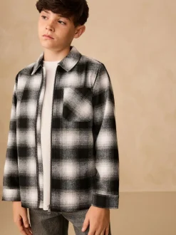 Next Check Zip Through Overshirt (3-16yrs) Mono Core Black/White Best